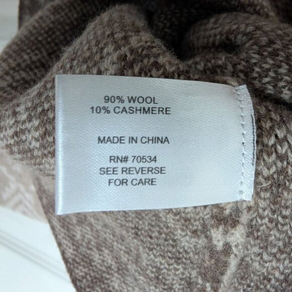 Orvis Aztec Sweater Womens Size Large Tan Wool Cashmere Knit Western Mock Neck - Picture 6 of 11